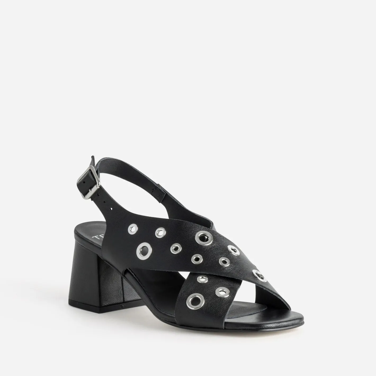 Sandale e cuir décor œillets^Texto
