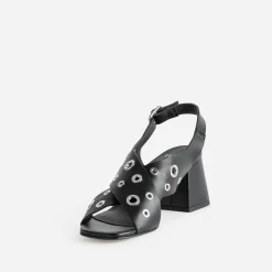 Sandale e cuir décor œillets^Texto