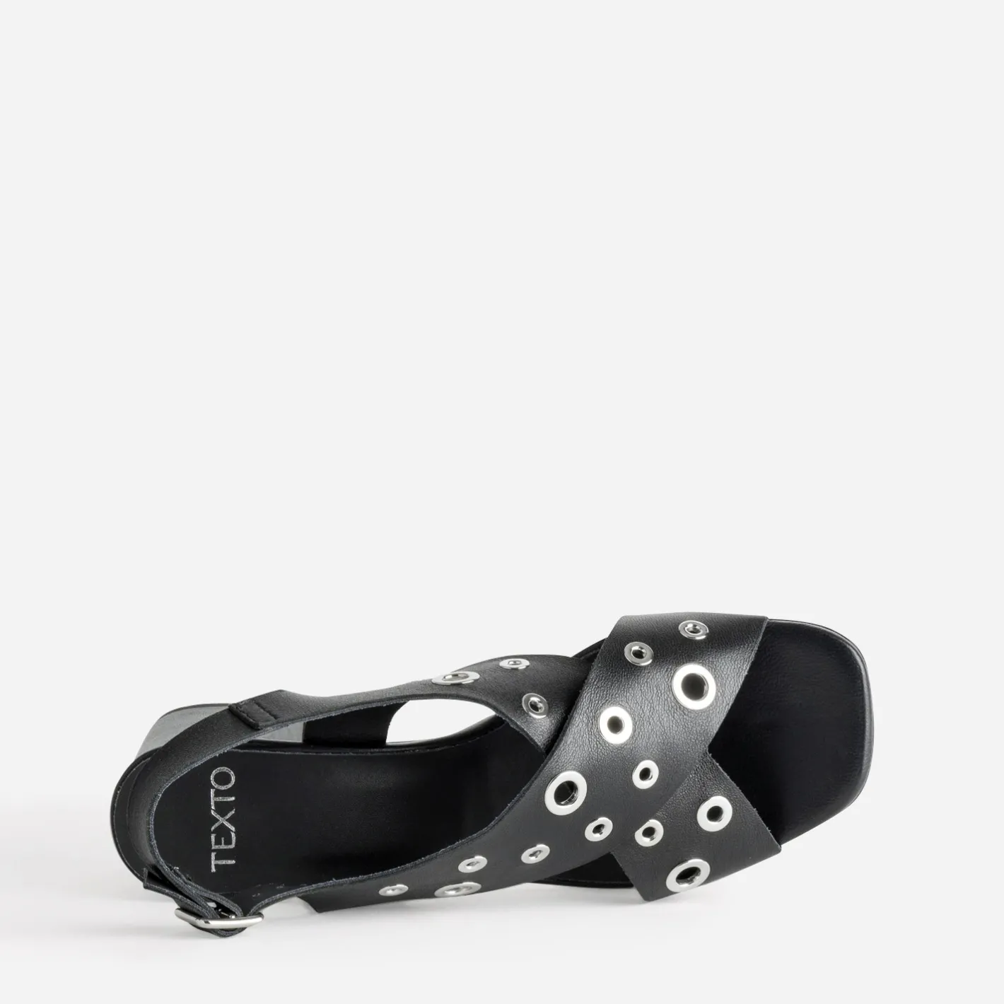 Sandale e cuir décor œillets^Texto