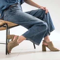 Sandale cuir velours open-toe^Texto Sale