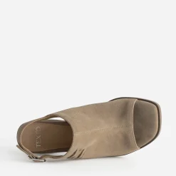Sandale cuir velours open-toe^Texto Sale