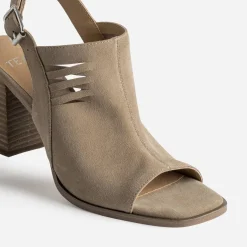 Sandale cuir velours open-toe^Texto Sale