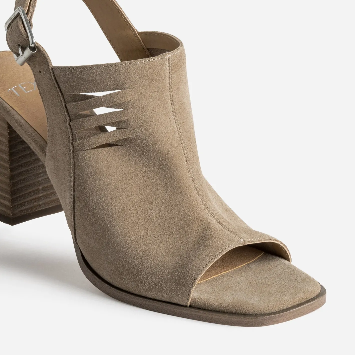 Sandale cuir velours open-toe^Texto Sale