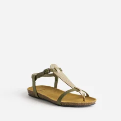 Sandale-tong anatomique et doré en cuir^Eram New