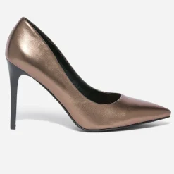 Stiletto bronze métallisé à talon verni^Texto