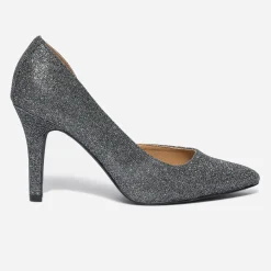 Stiletto gris pailleté^Texto