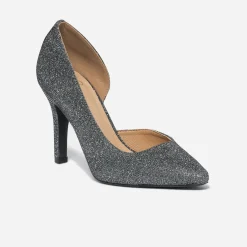 Stiletto gris pailleté^Texto