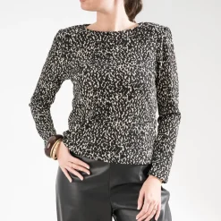 Tee-shirt imprimé animalier à épaulettes^Texto Online