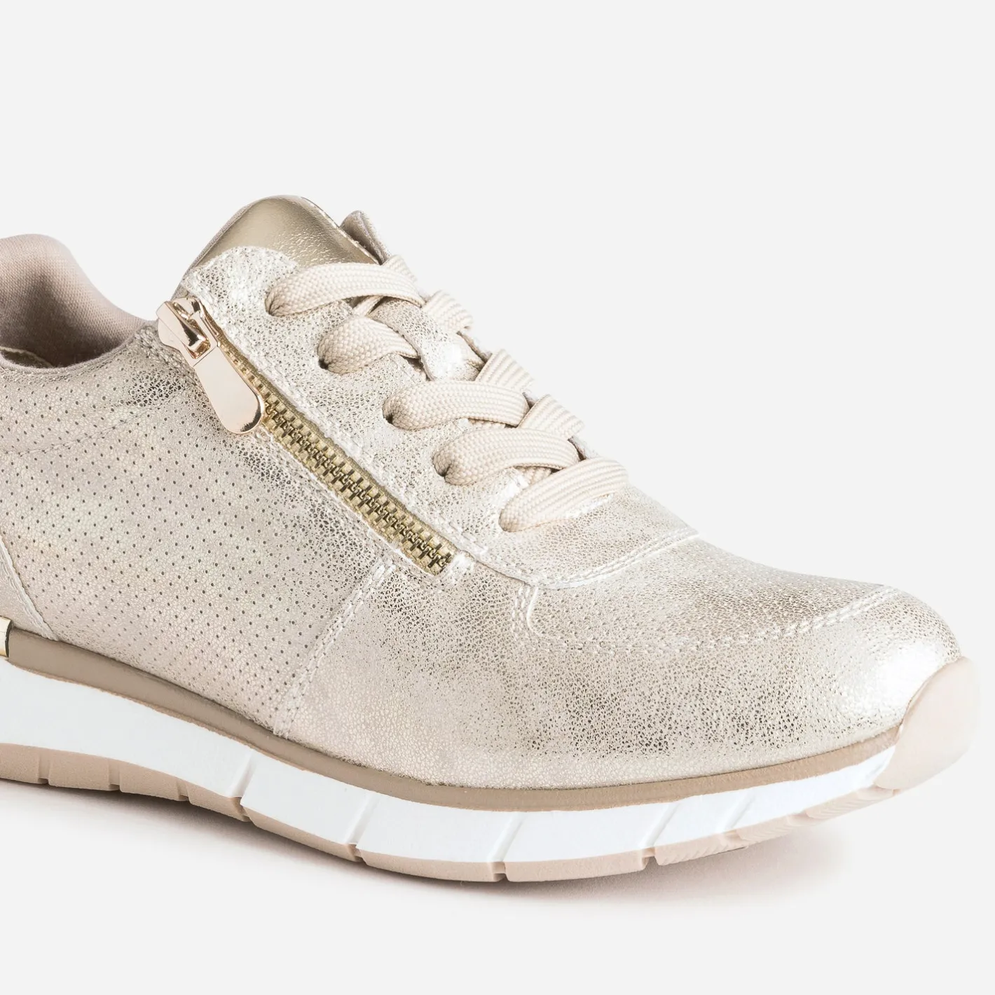 Tennis beige doré perforée^Eram