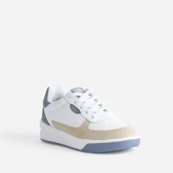 Tennis blanche, beige et ciel cuir^Tbs Hot